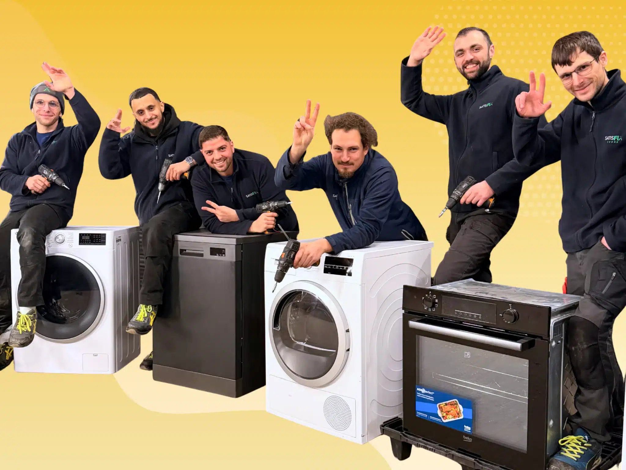 Équipe de techniciens Satisfix spécialisés en réparation d'électroménager